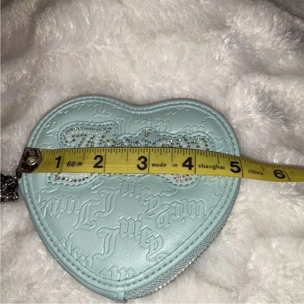 Juicy Couture Pastel‎ Turquoise String Of Pearls Heart ZA Wristlet NWT - Picture 6 of 9